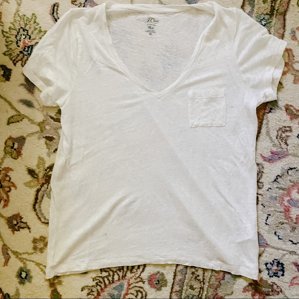 J. Crew White Linen T-Shirt ✨ MEDIUM